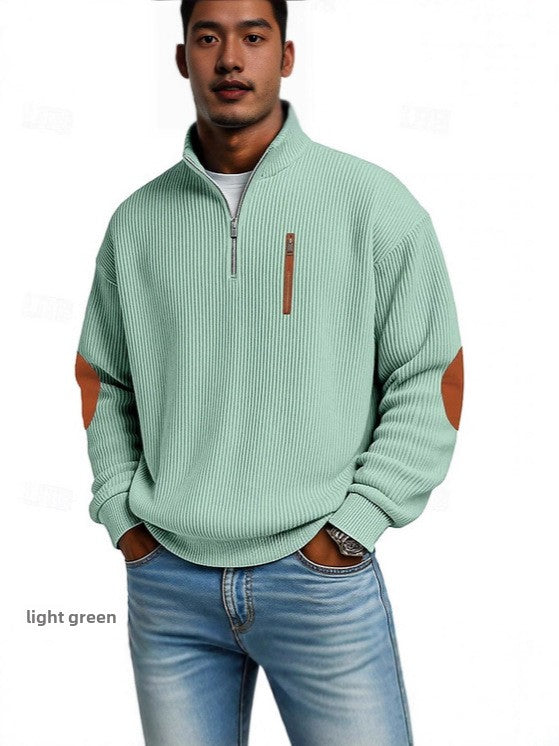Load image into Gallery viewer, Men's Corduroy Half-Zip Stand Collar Long Sleeve Sweatshirt
