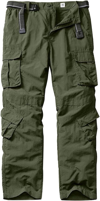 Men's Outdoor Casual Quick Drying Lightweight Hiking Cargo Pants with 8 Pockets