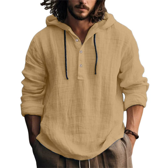 Men's Cotton Linen Hooded Sweatshirt
