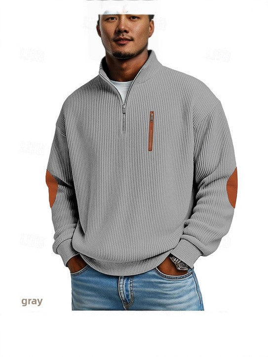 Load image into Gallery viewer, Men's Corduroy Half-Zip Stand Collar Long Sleeve Sweatshirt
