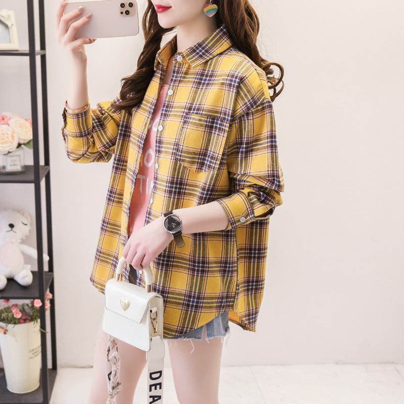 Load image into Gallery viewer, Womens Plaid Long Sleeve Loose Fit Shirt
