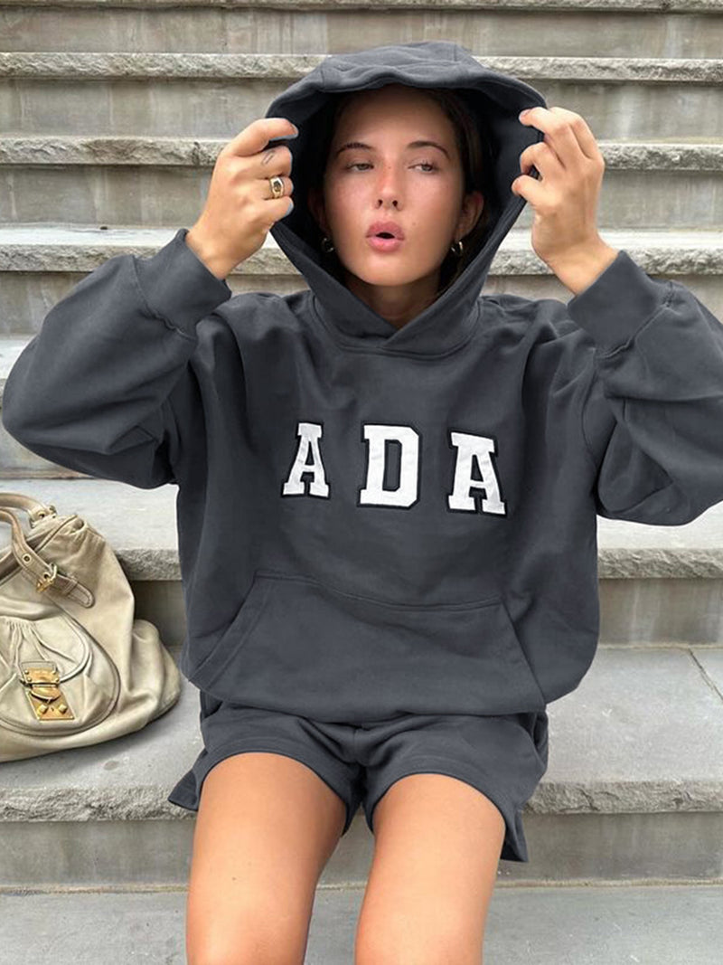 Load image into Gallery viewer, Letter Print Fleece Lined Hooded Sweatshirt
