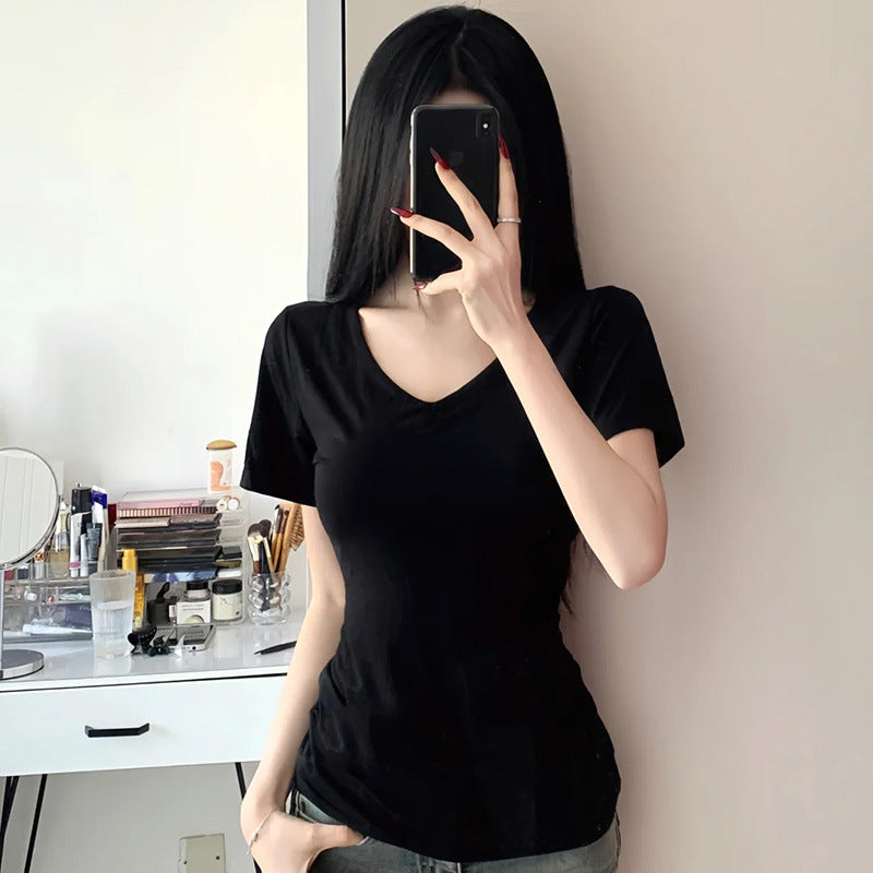 Load image into Gallery viewer, A simple straight-shoulder V-neck base layer top
