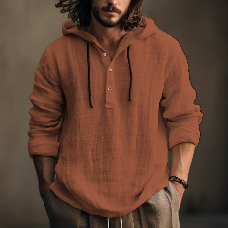 Load image into Gallery viewer, Men's Cotton Linen Hooded Sweatshirt
