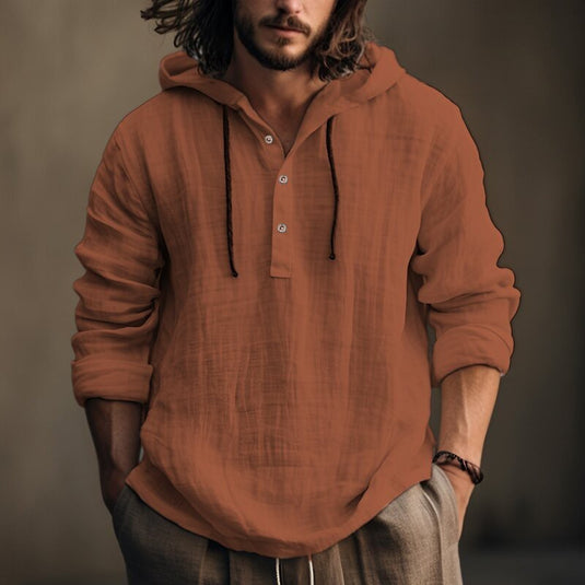 Men's Cotton Linen Hooded Sweatshirt