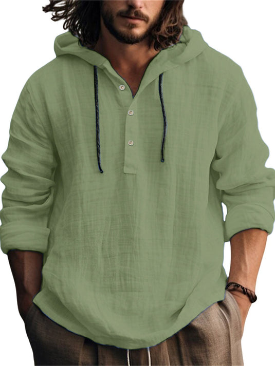 Men's Cotton Linen Hooded Sweatshirt