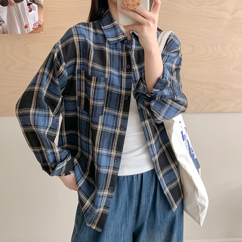 Load image into Gallery viewer, Vintage Plaid Loose Shirt
