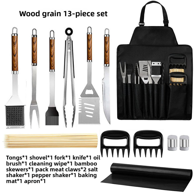 Load image into Gallery viewer, Barbecue Grill Set with Wood Handle and Apron
