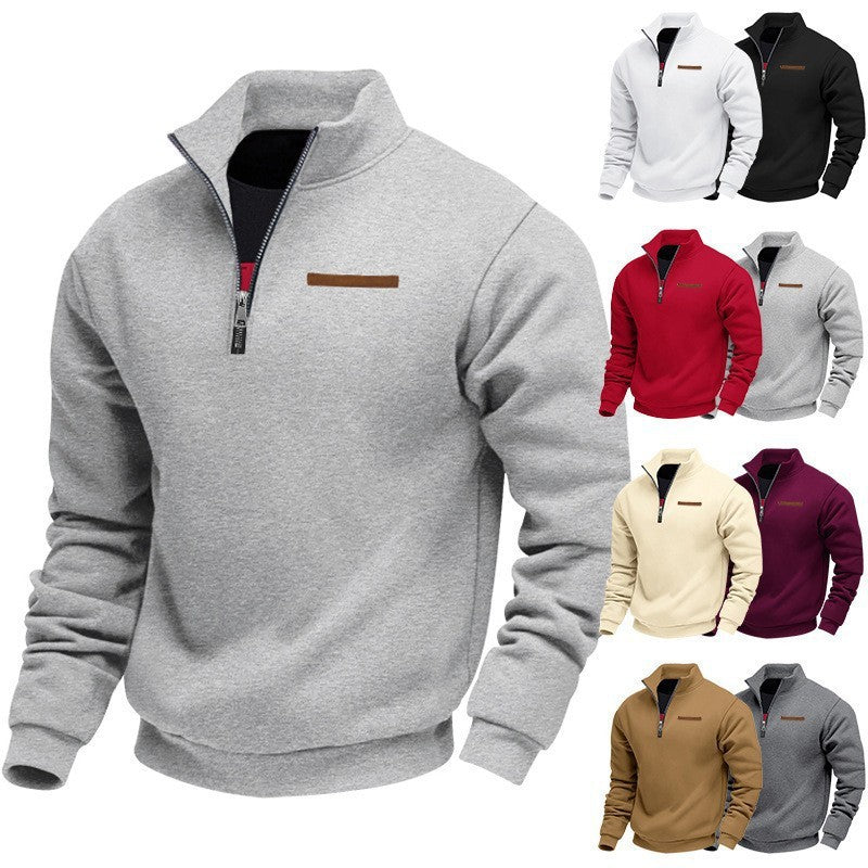 Load image into Gallery viewer, Men's Half-Zip Stand Collar Sweatshirt
