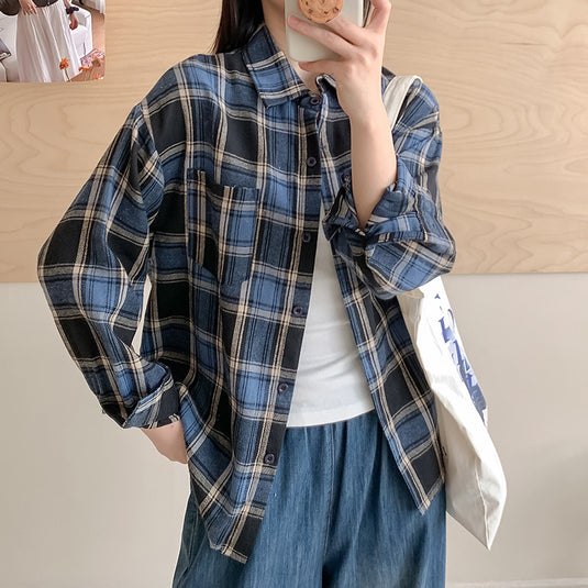 Vintage Plaid Loose Shirt
