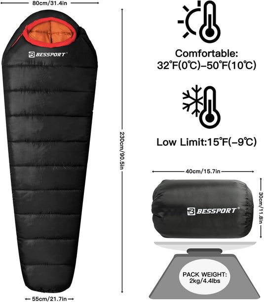 Bessport15-45 ℉ Extreme 3-4 Season Sleeping Bag for Adults