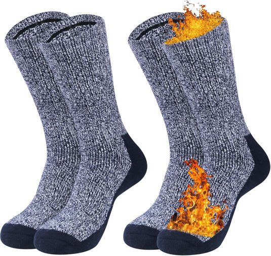 2 Pack Merino Mens Wool Socks, Winter Warm Thermal Socks for Men Cold Weather