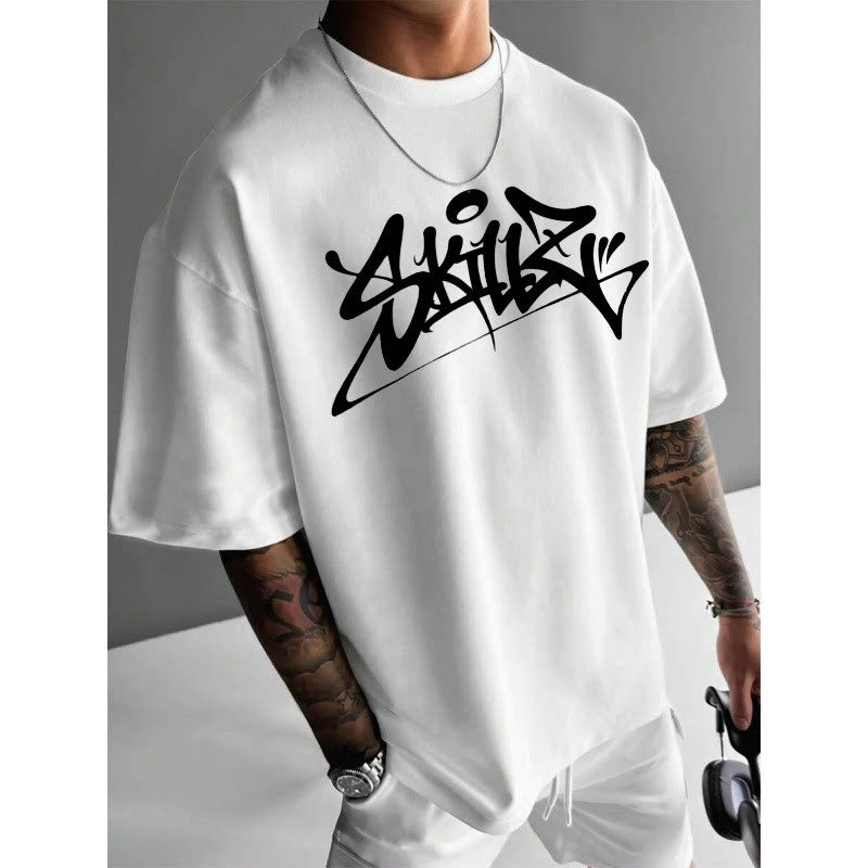 Load image into Gallery viewer, Mens Round Neck Letter Print Cotton T-shirt
