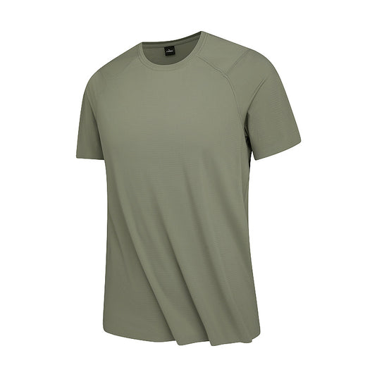 Summer T-Shirt Short-Sleeved Men's Seamless Ice Silk Breathable Quick-Drying Sun Protection Anti-Un Pure Color Youth Sports Round Neck T-Shirt for Men