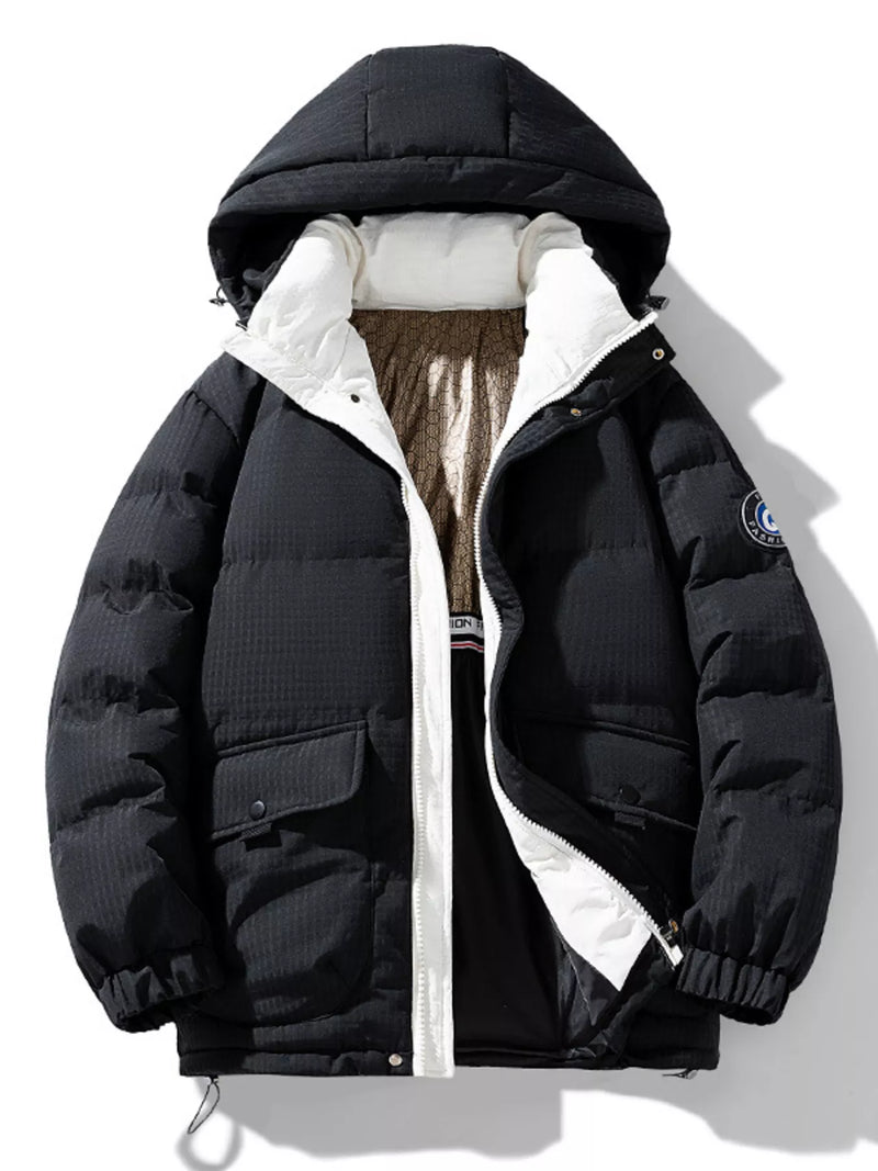 Load image into Gallery viewer, Men's Plus Size Contrast Hooded Puffer Jacket
