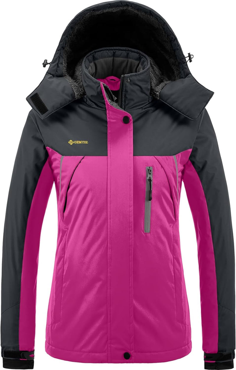 Load image into Gallery viewer, Women’s Mountain Waterproof Ski Snow Jacket Winter Windproof Rain Jacket with Hood
