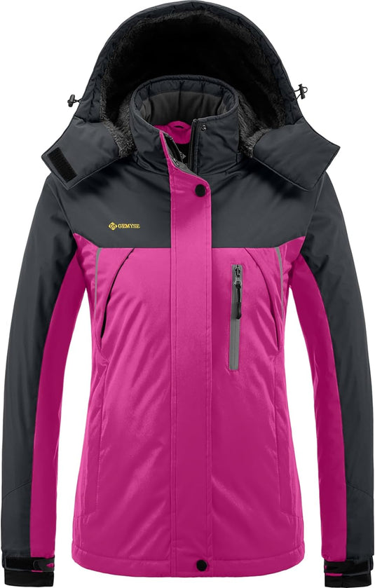 Women’s Mountain Waterproof Ski Snow Jacket Winter Windproof Rain Jacket with Hood