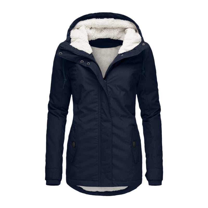 Load image into Gallery viewer, Women's long-sleeved fleece-lined zip-up jacket
