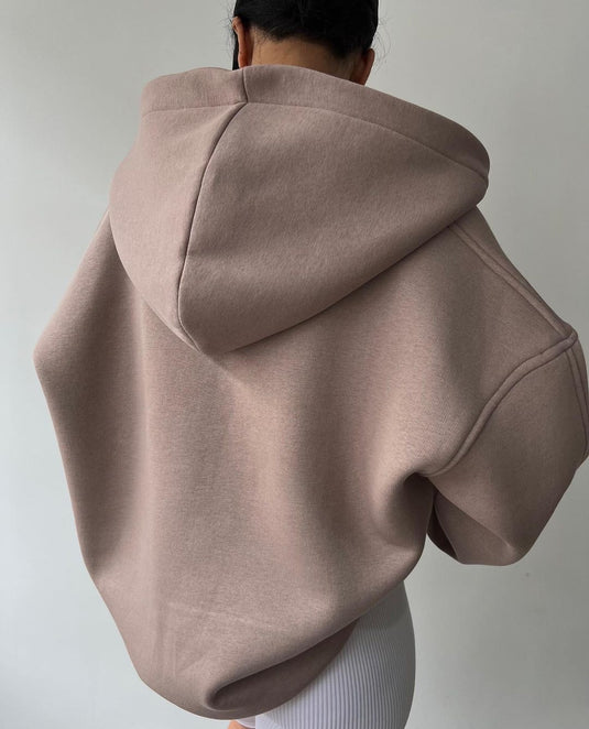Thick-fabric hooded long-sleeved versatile hoodie