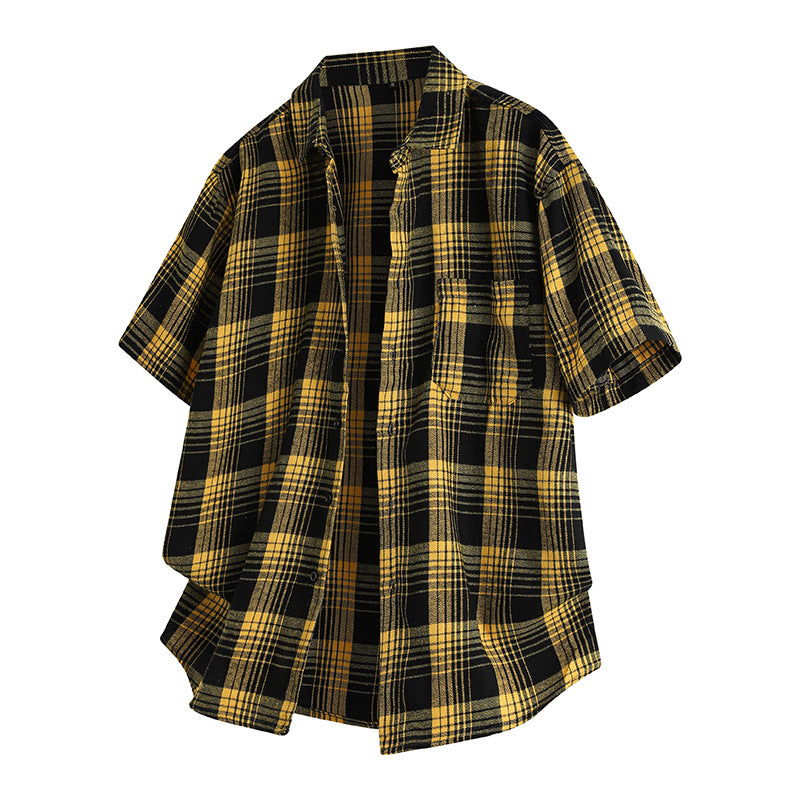 Load image into Gallery viewer, Short Sleeve Plaid Lapel Shirt
