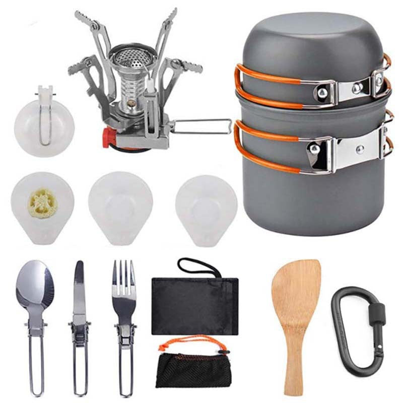 Load image into Gallery viewer, Portable Camping Pot Set with Stove
