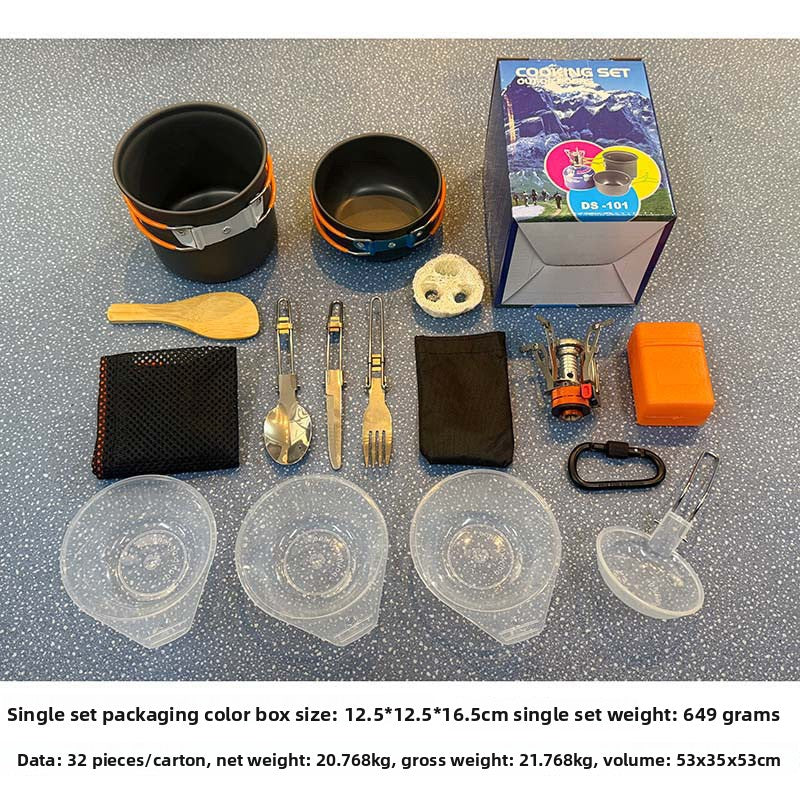 Load image into Gallery viewer, Portable Camping Pot Set with Stove
