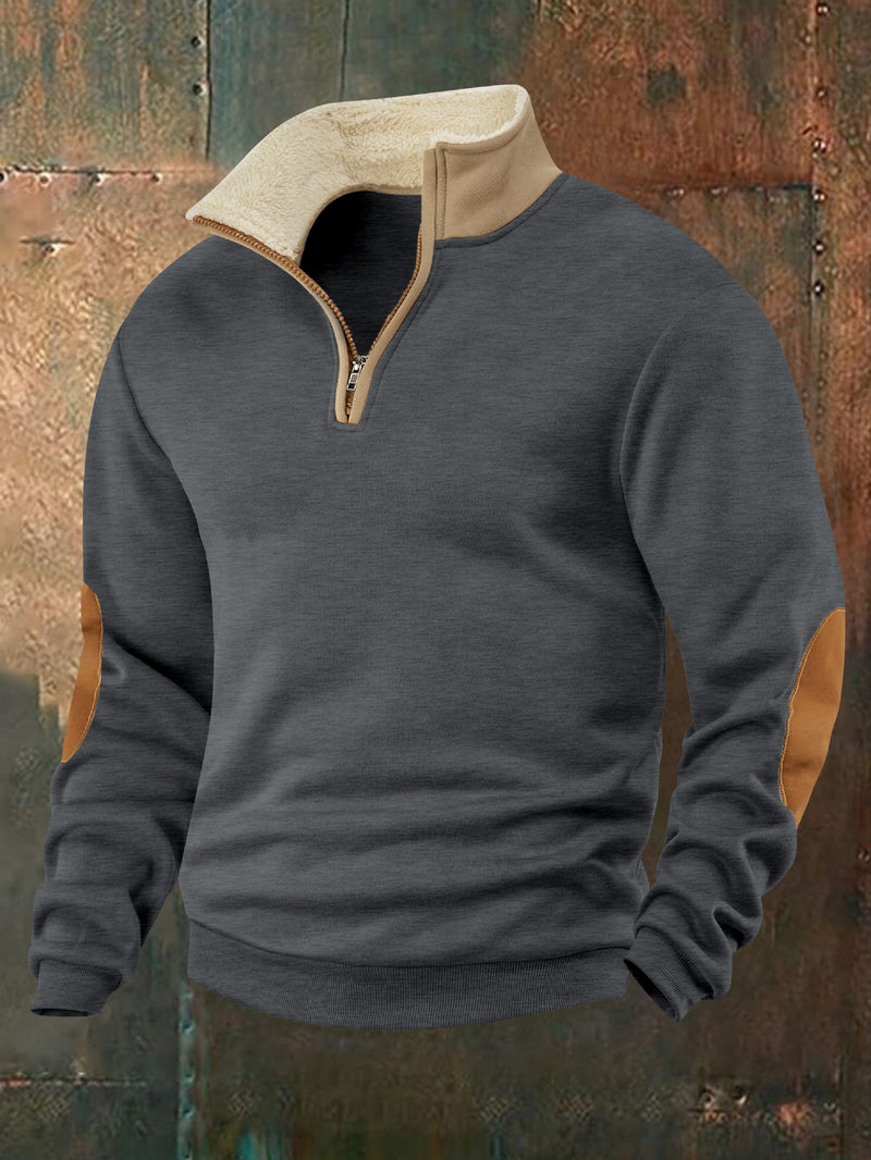 Load image into Gallery viewer, Men's Retro Patchwork Half Zip Sweatshirt
