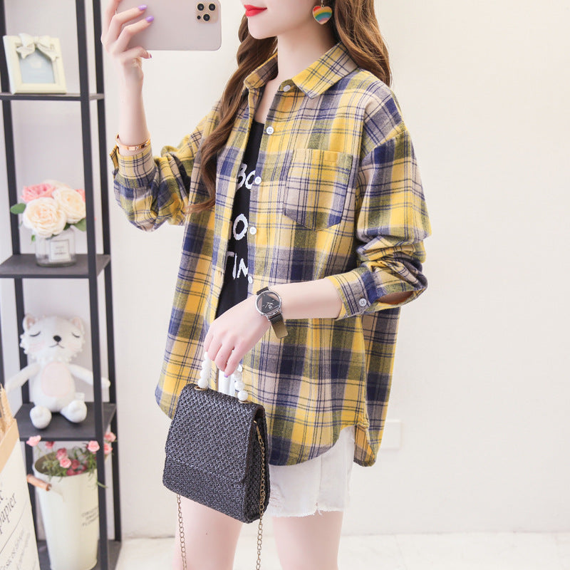 Load image into Gallery viewer, Womens Plaid Long Sleeve Loose Fit Shirt
