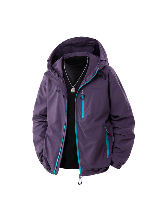 Men's windproof waterproof corduroy jacket in gravel apricot – front view