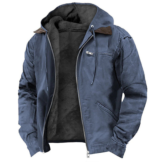 Mens Fleece Lined Hooded Jacket