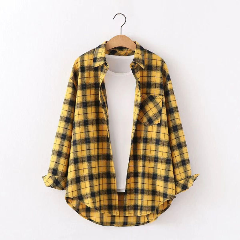 Load image into Gallery viewer, Womens Plaid Long Sleeve Loose Fit Shirt
