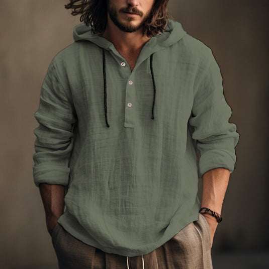 Men's Cotton Linen Hooded Sweatshirt