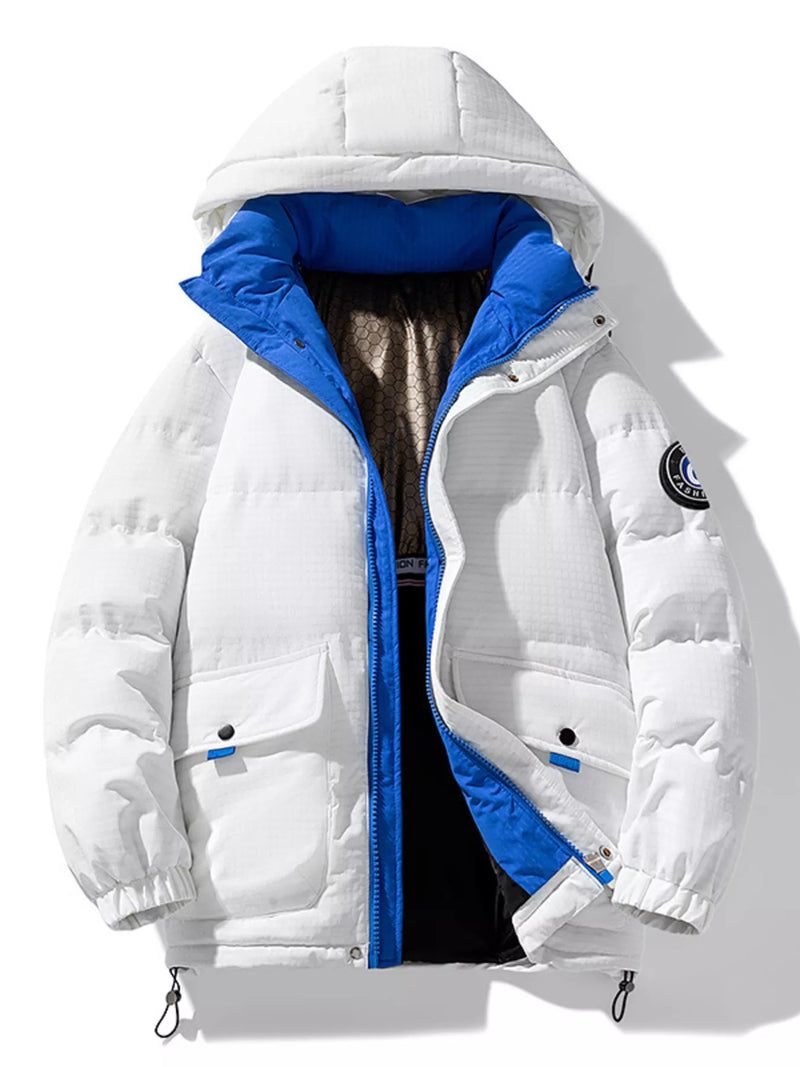 Load image into Gallery viewer, Men's Plus Size Contrast Hooded Puffer Jacket
