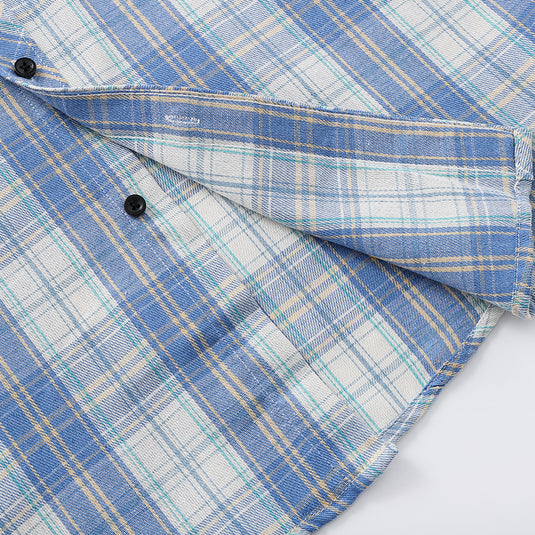 Short Sleeve Plaid Lapel Shirt