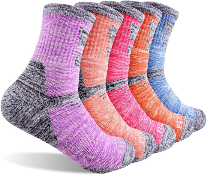 Hiking Walking Socks for Women, Multi-Pack Outdoor Recreation Moisture Wicking Crew Socks