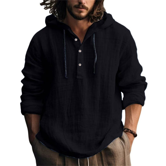 Men's Cotton Linen Hooded Sweatshirt
