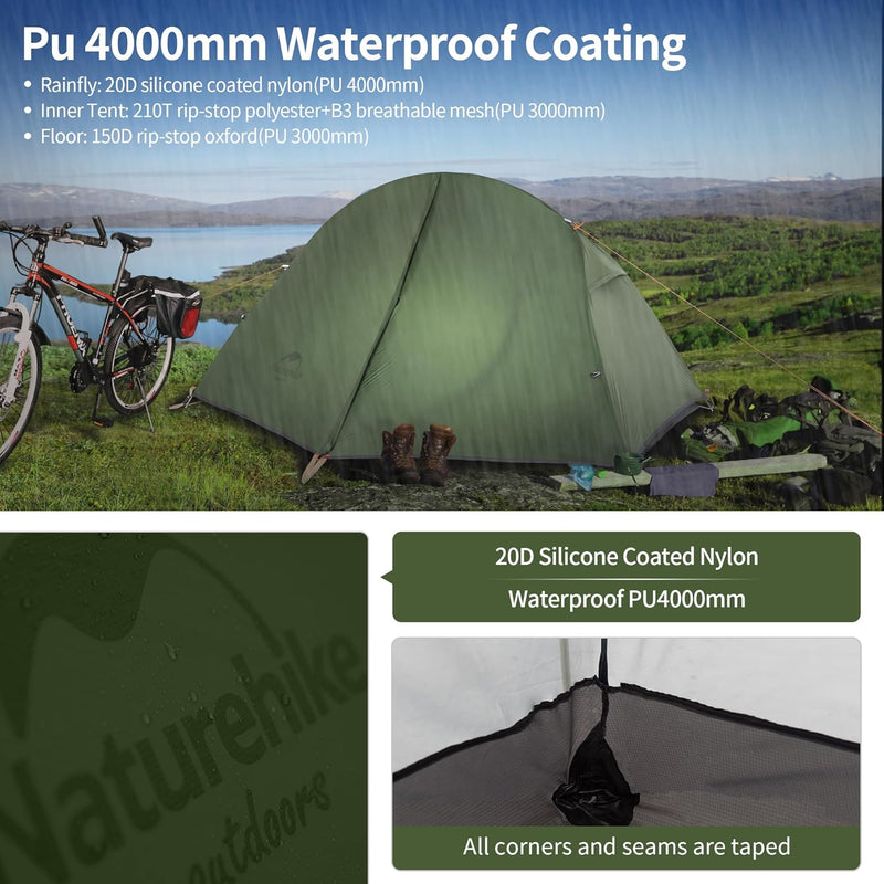 Load image into Gallery viewer, Bikepacking 1 Person Tent, Waterproof Easy Set up Free Standing Single Person Tent, Lightweight Backpacking Tent for 1 Person, One Person Tent with Footprint Included
