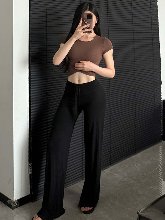 Womens High Waisted Wide Leg Yoga Pants Modal Fitness Pants