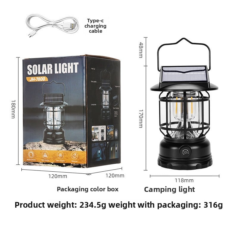 Load image into Gallery viewer, Solar Retro Camping Lamp Outdoor Lighting Horse Lamp Long Life Charging Tent Portable Lamp Warm Light Atmosphere Lamp
