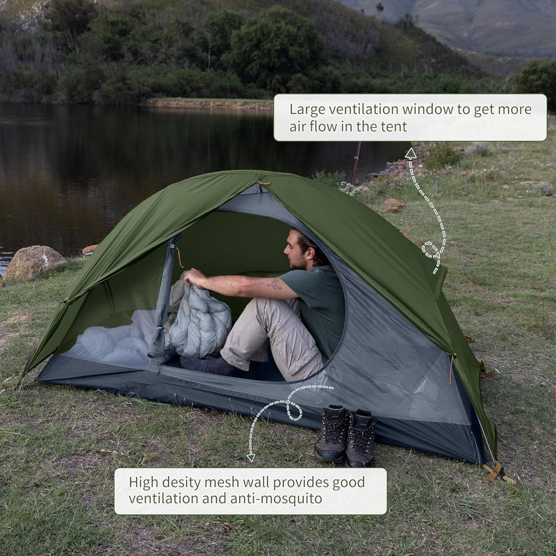 Load image into Gallery viewer, Bikepacking 1 Person Tent, Waterproof Easy Set up Free Standing Single Person Tent, Lightweight Backpacking Tent for 1 Person, One Person Tent with Footprint Included
