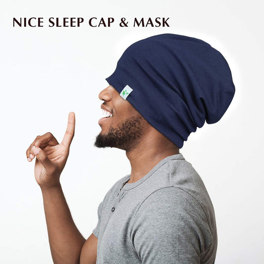 Sleep Cap-2Pcs Designed for Men with Natural Curly Wave Hair Satin Lined for Boyfriend,Husband & Dad,