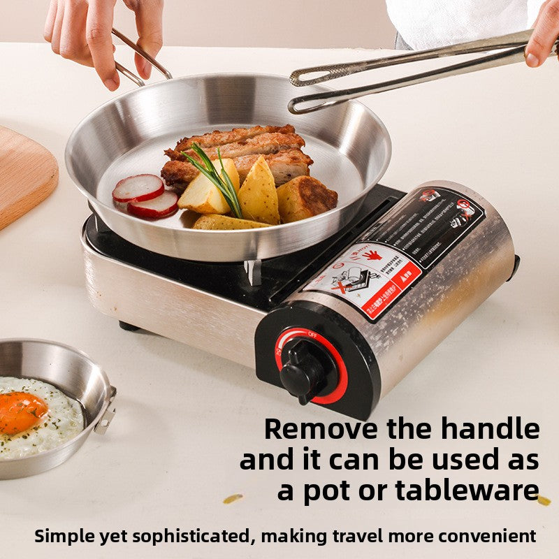 Load image into Gallery viewer, Portable Stainless Steel Folding Handle Frying Pan for Camping
