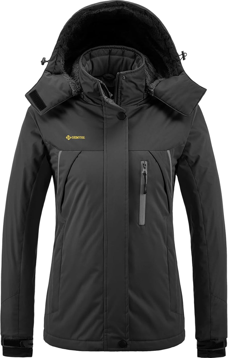 Load image into Gallery viewer, Women’s Mountain Waterproof Ski Snow Jacket Winter Windproof Rain Jacket with Hood
