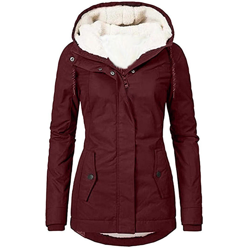 Load image into Gallery viewer, Women's long-sleeved fleece-lined zip-up jacket
