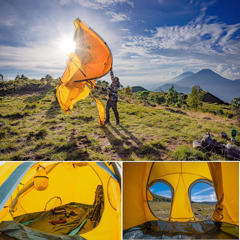 Load image into Gallery viewer, Portable 2 Person 4 Season Tent Waterproof Backpacking Tent Double Layer All Weather for Camping Hiking Travel Climbing Mountaineering - Easy Set Up
