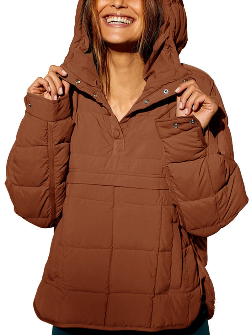 Load image into Gallery viewer, Women's zip-up hooded jacket in wine red – angled profile
