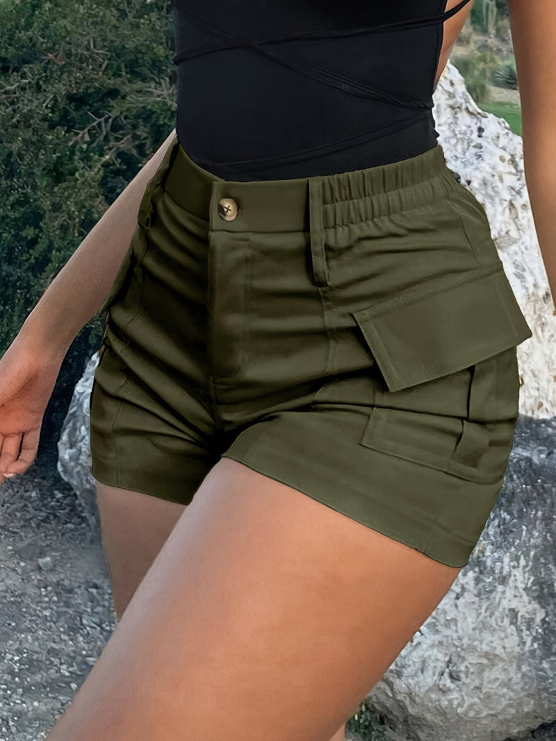 Load image into Gallery viewer, Women's High Waist Button Front Cargo Shorts
