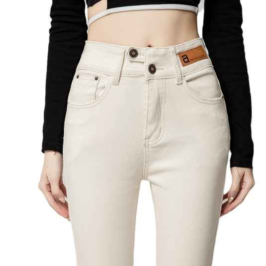 High-Waisted Fleece-Lined Women's Jeans