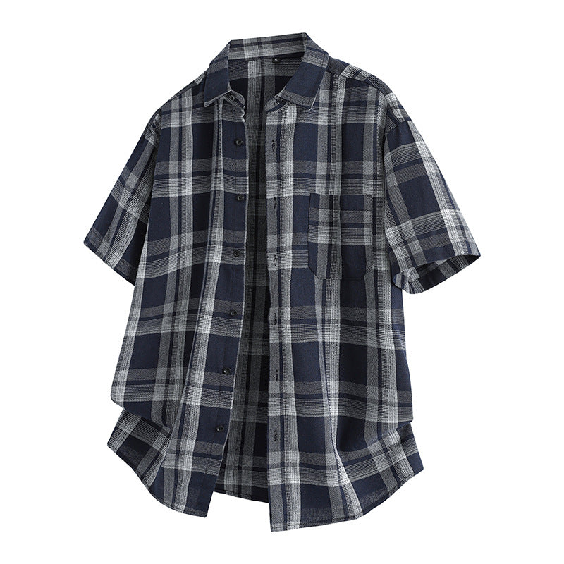 Load image into Gallery viewer, Short Sleeve Plaid Lapel Shirt
