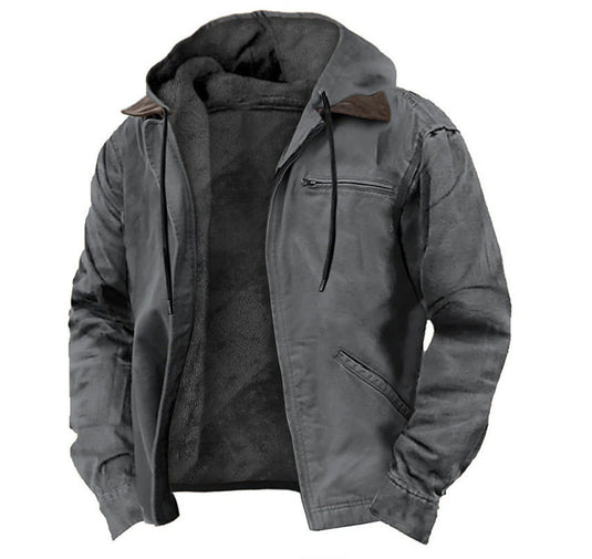 Mens Fleece Lined Hooded Jacket